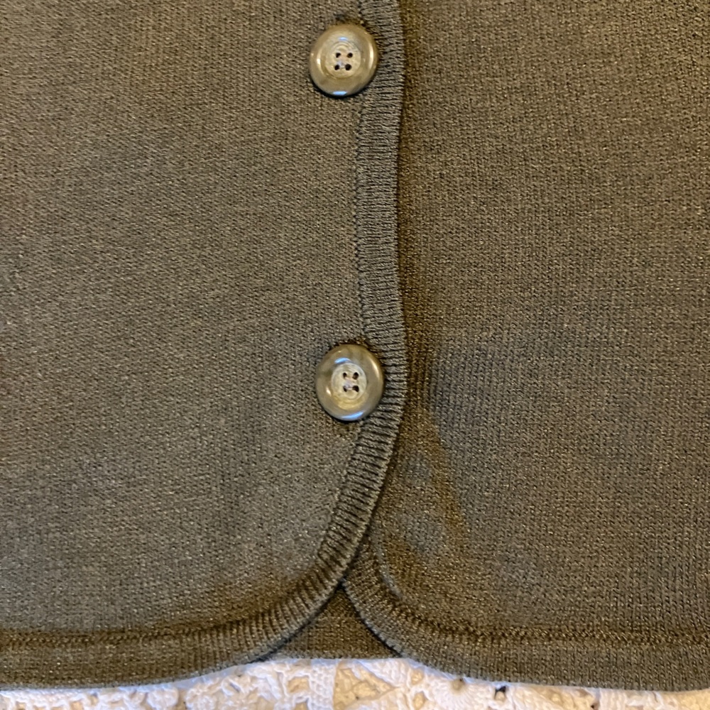 Banana Republic Black Label Cardigan & Mini Skirt Sweater Set Wool Blend Olive - Picture 11 of 14